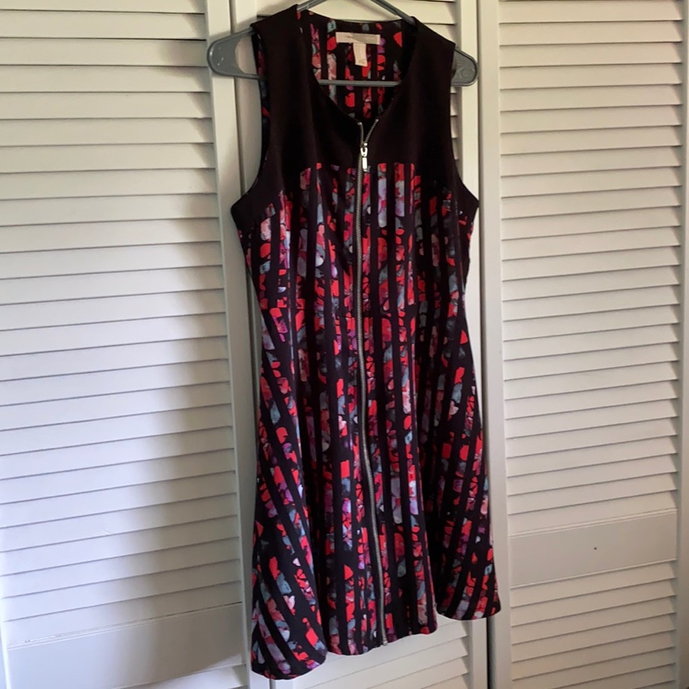 Floral Forever 21 Scuba Zip-Up Dress Colorblock